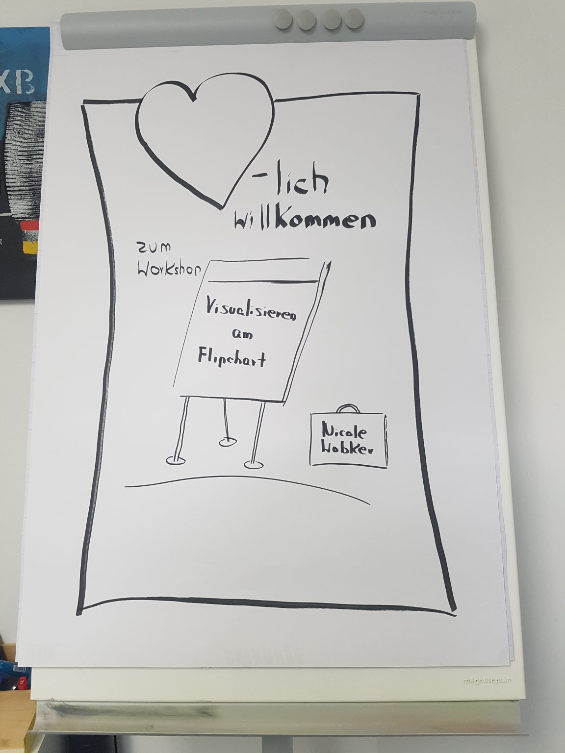 stepbystepAnleitung ein Begrüßungsbild am Flipchart in 5 Minuten